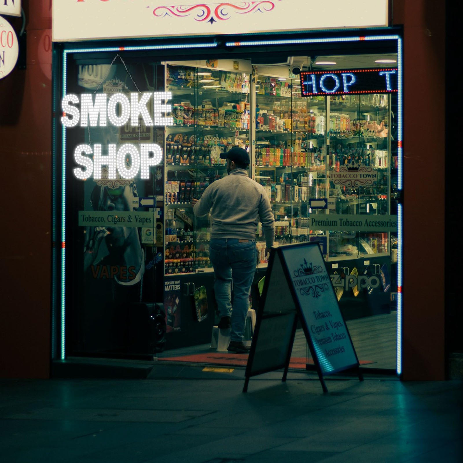 LED SMOKE SHOP Sign for Business,30″x20″ Smoke Shop Vape Store Sign with Remo…