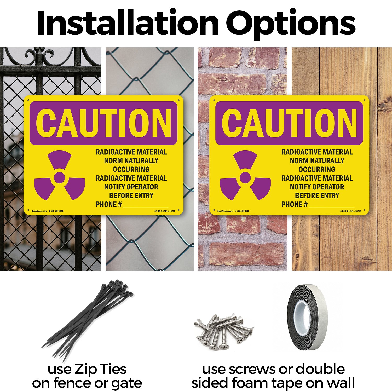Radioactive Material Norm Naturally With Symbol OSHA Caution Sign – 5 or 10 Pack