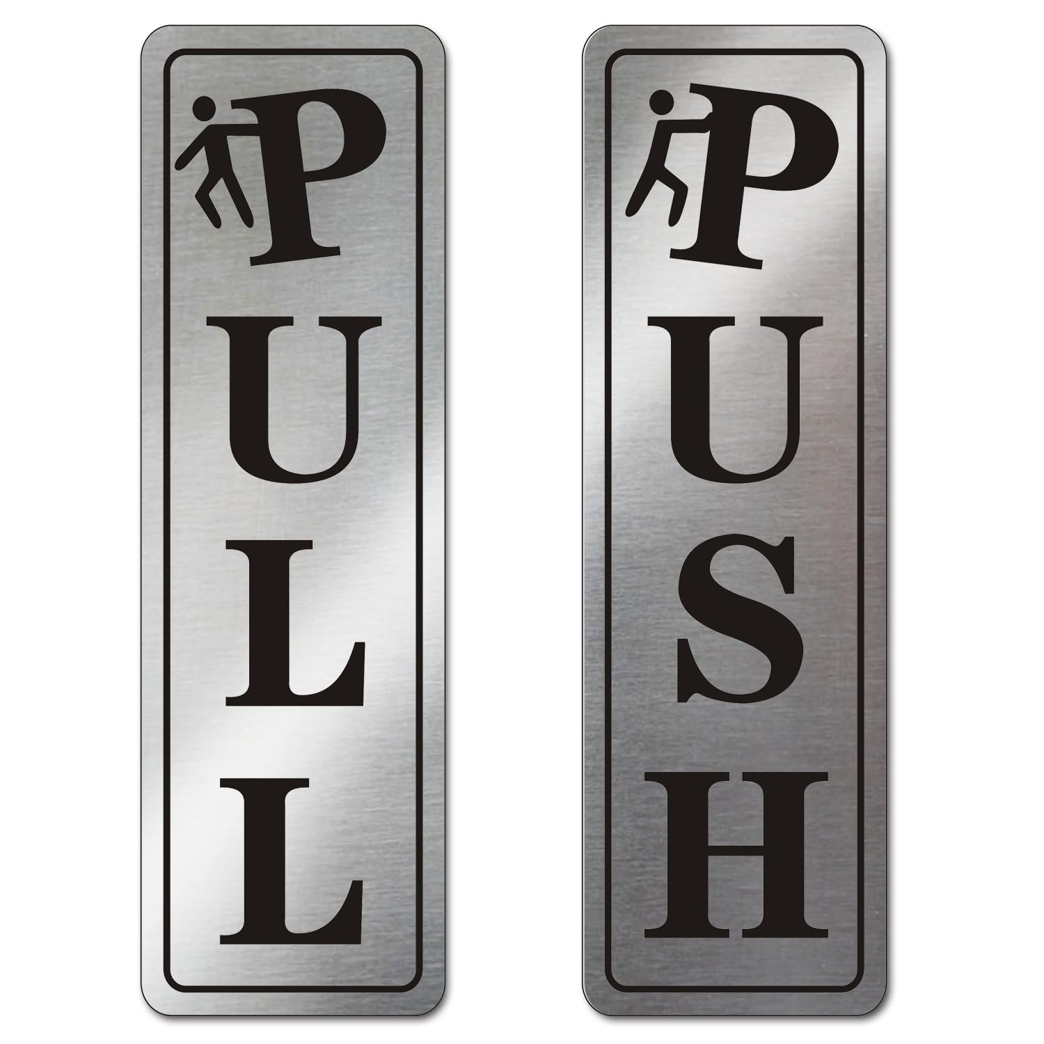 5.5×1.7in Funny Metal Stainless Steel push pull signs for door Self Adhesive
