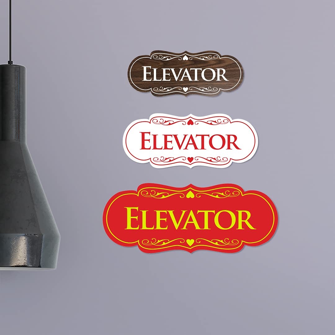 1 Pack Large Black/Silver Elevator Sign, Designer, Wall, Door, Office, Hotel