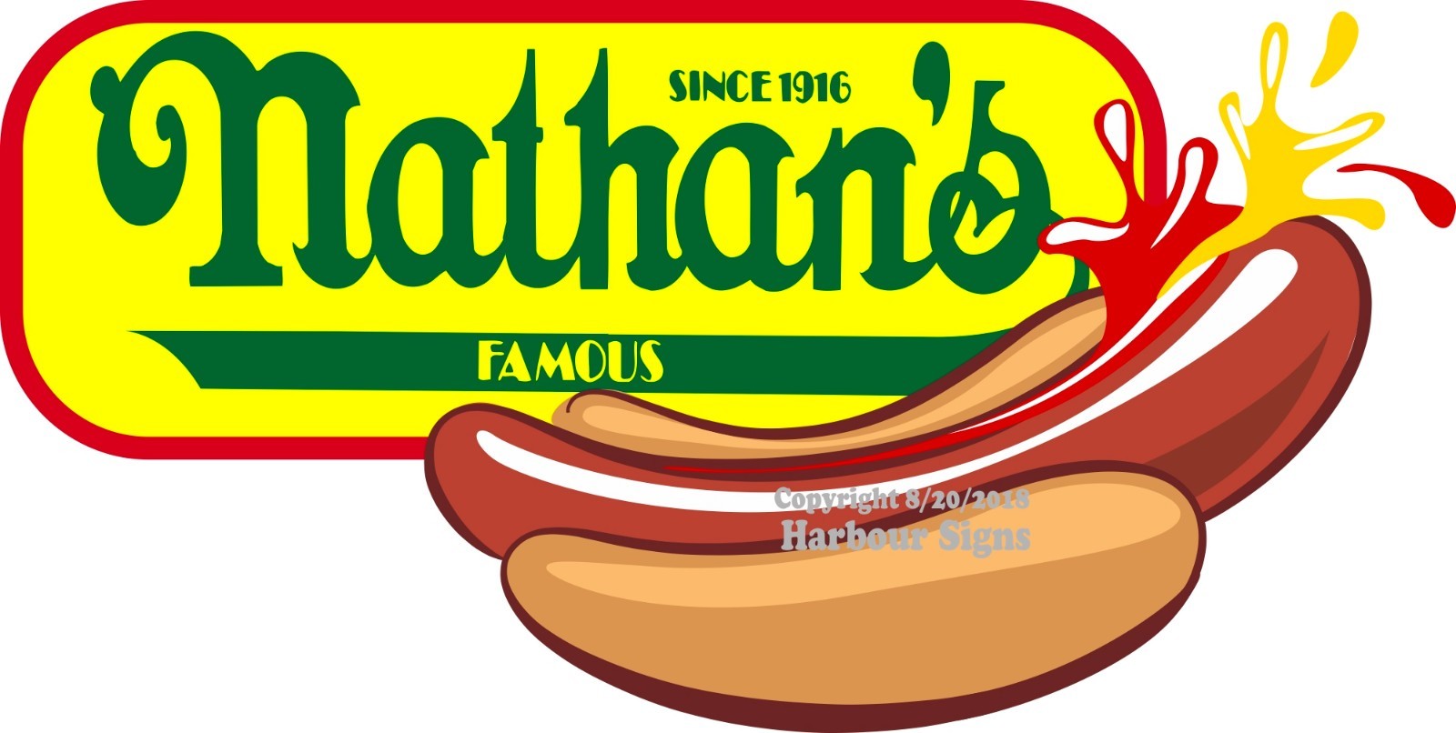 (CHOOSE YOUR SIZE) Nathan’s HOT DOGS DECAL Dog Concession Food Truck Sticker