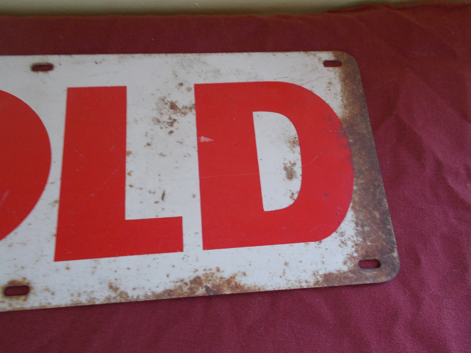 VINTAGE STEEL DOUBLE SIDED SOLD SIGN REAL ESTATE REALITY