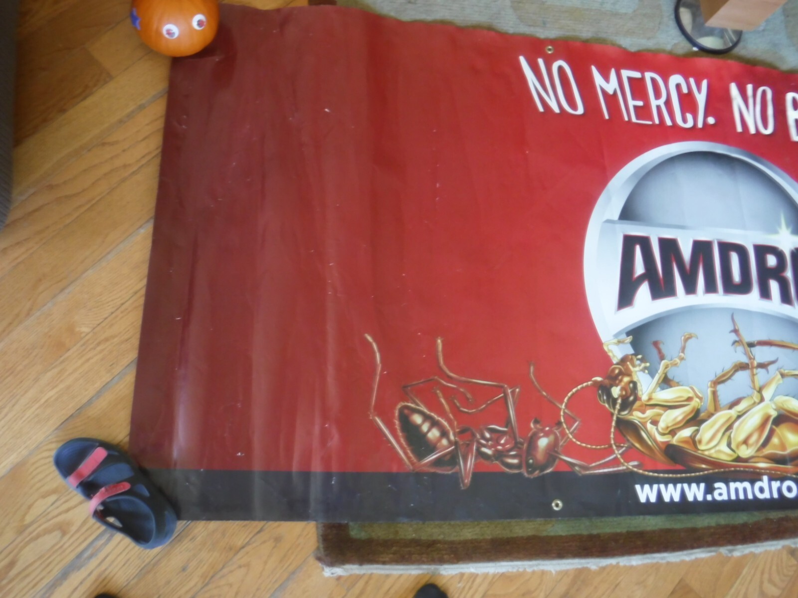 Vintage Amdro No Mercy No Bugs poster 3X7 feet