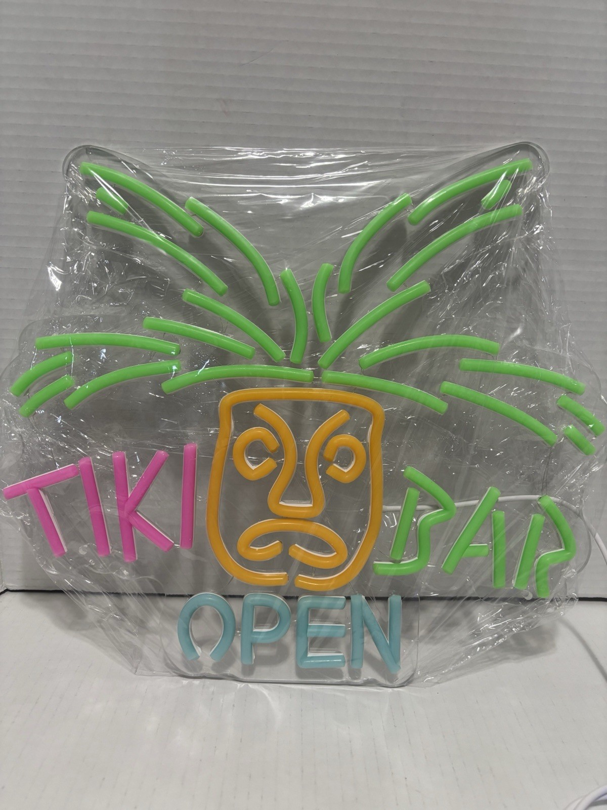 Tiki Bar Open Neon LED Wall Sign Dimmable Store Bar Wall Decor 14″x13″