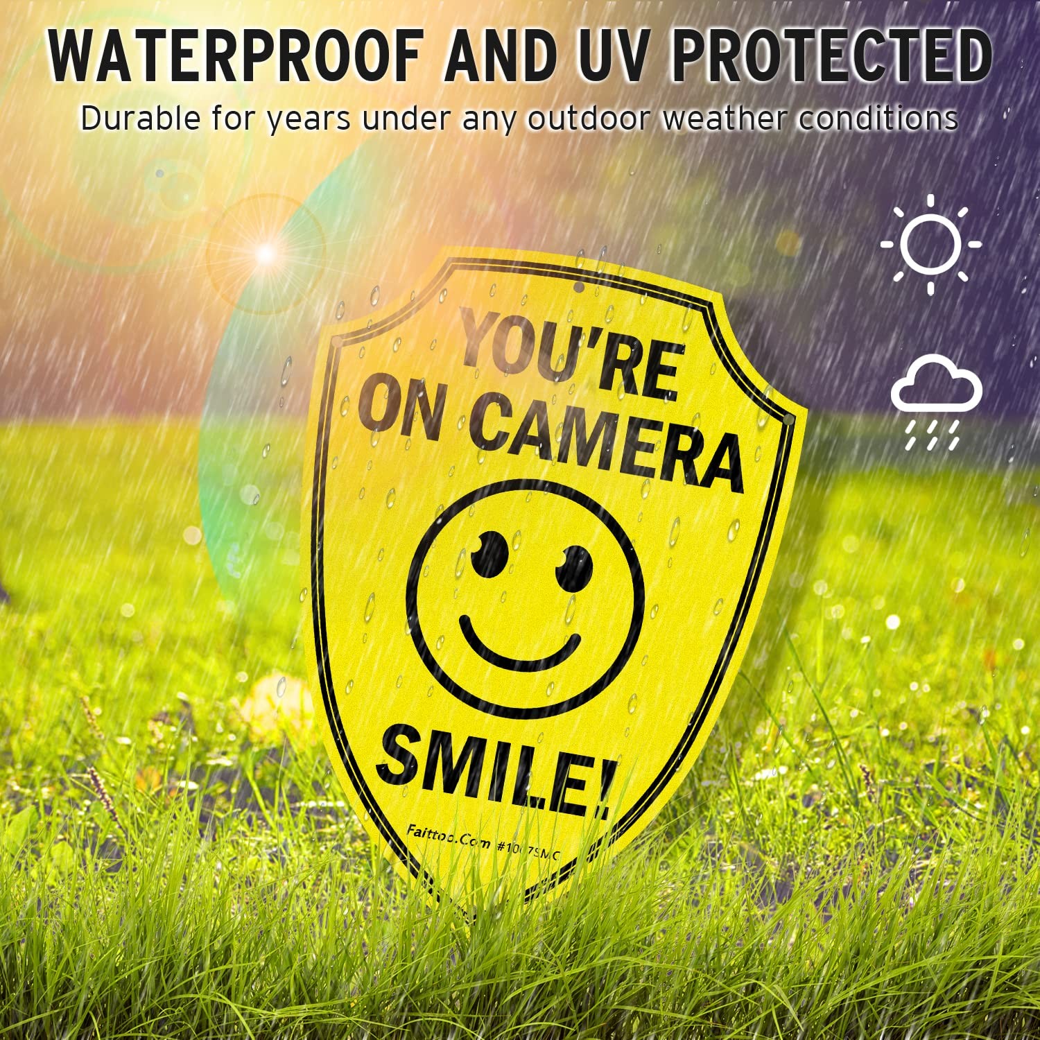 2 Pack Reflective Smile Youre On Camera Security Warning Signs
