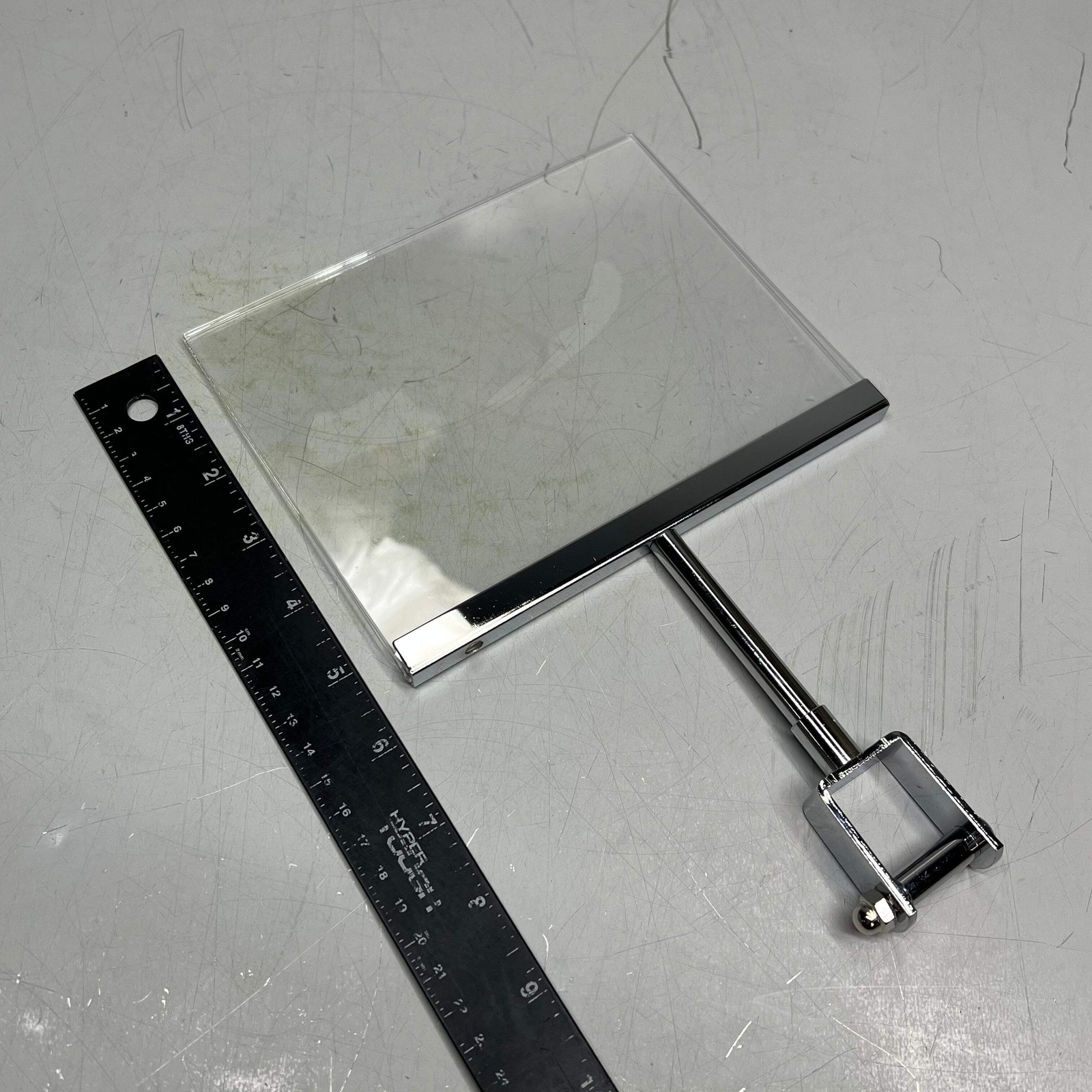(10 PACK) Acrylic Merchandise Sign Holder W/ Rack Clamp 7″ x 5.5″ Chrome/Clear