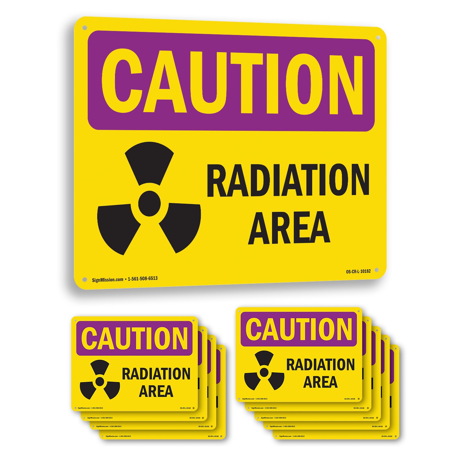 Radiation Area OSHA Caution Radiation Sign Metal Plastic Or Decal – 5 or 10 Pack