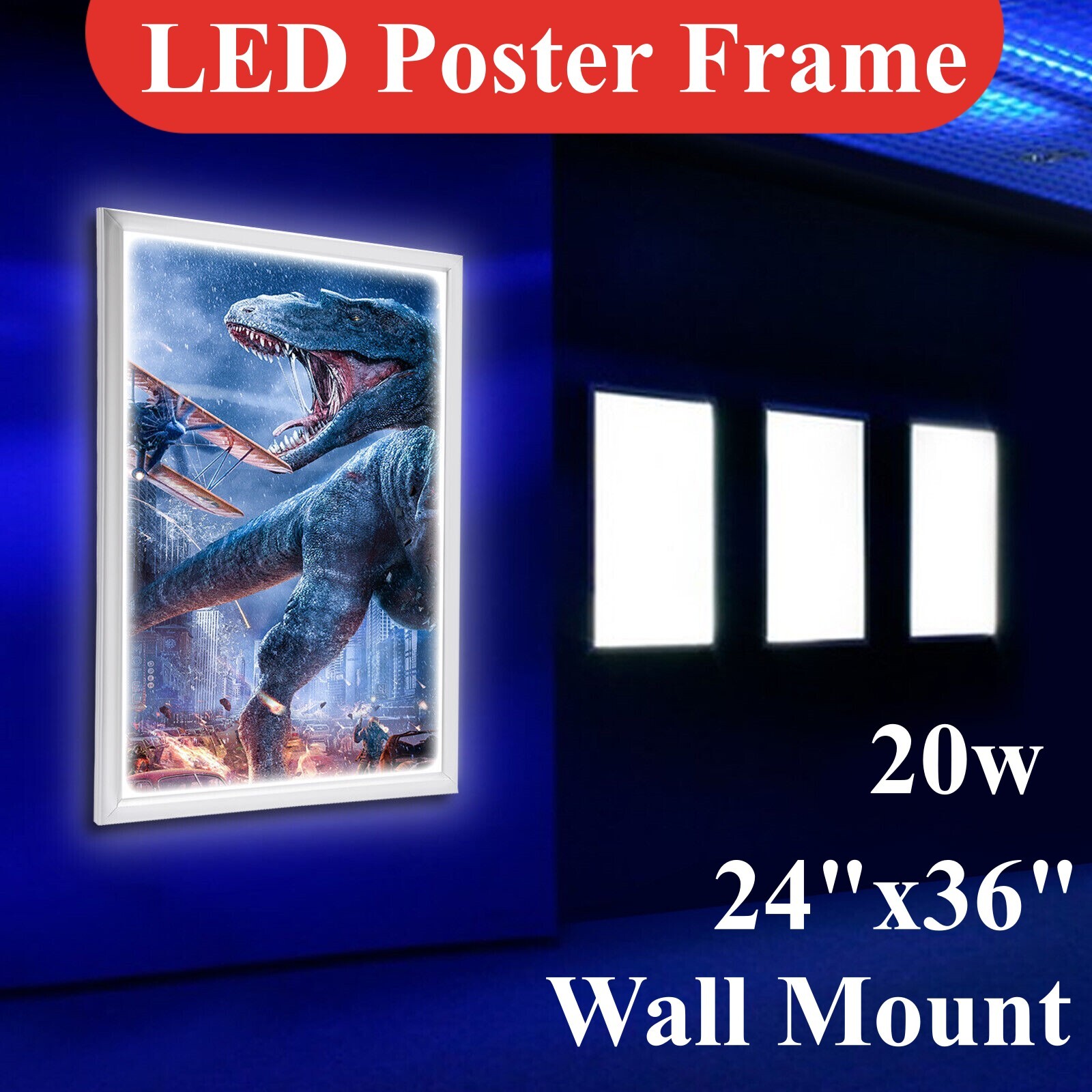 24x36in Movie Poster Art Picture Display Frame LED Light Box Advertising Display