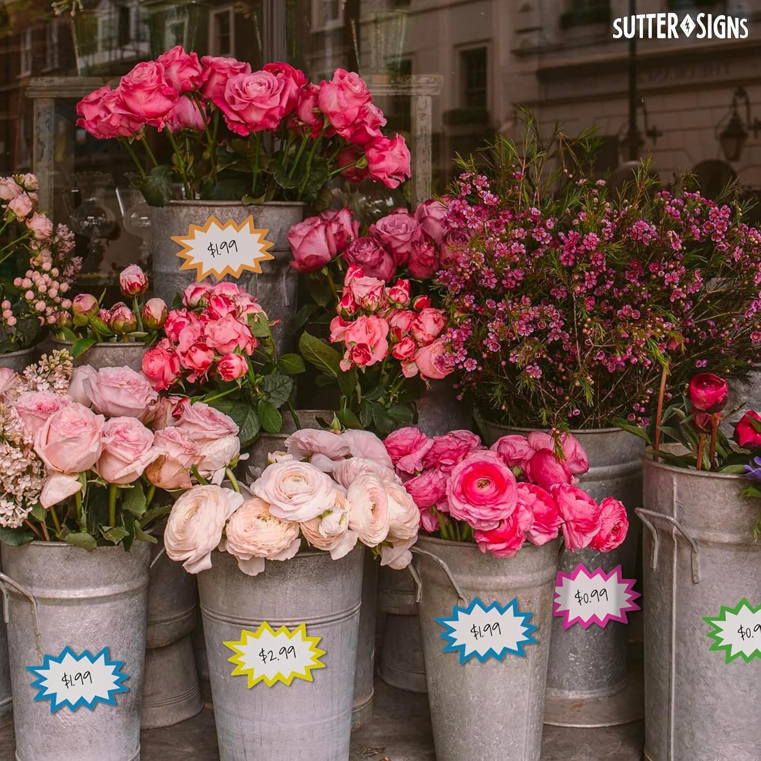 Starburst Signs with Stickers 100Pcs | Price Tags for Garage, Estate, Yard Sales