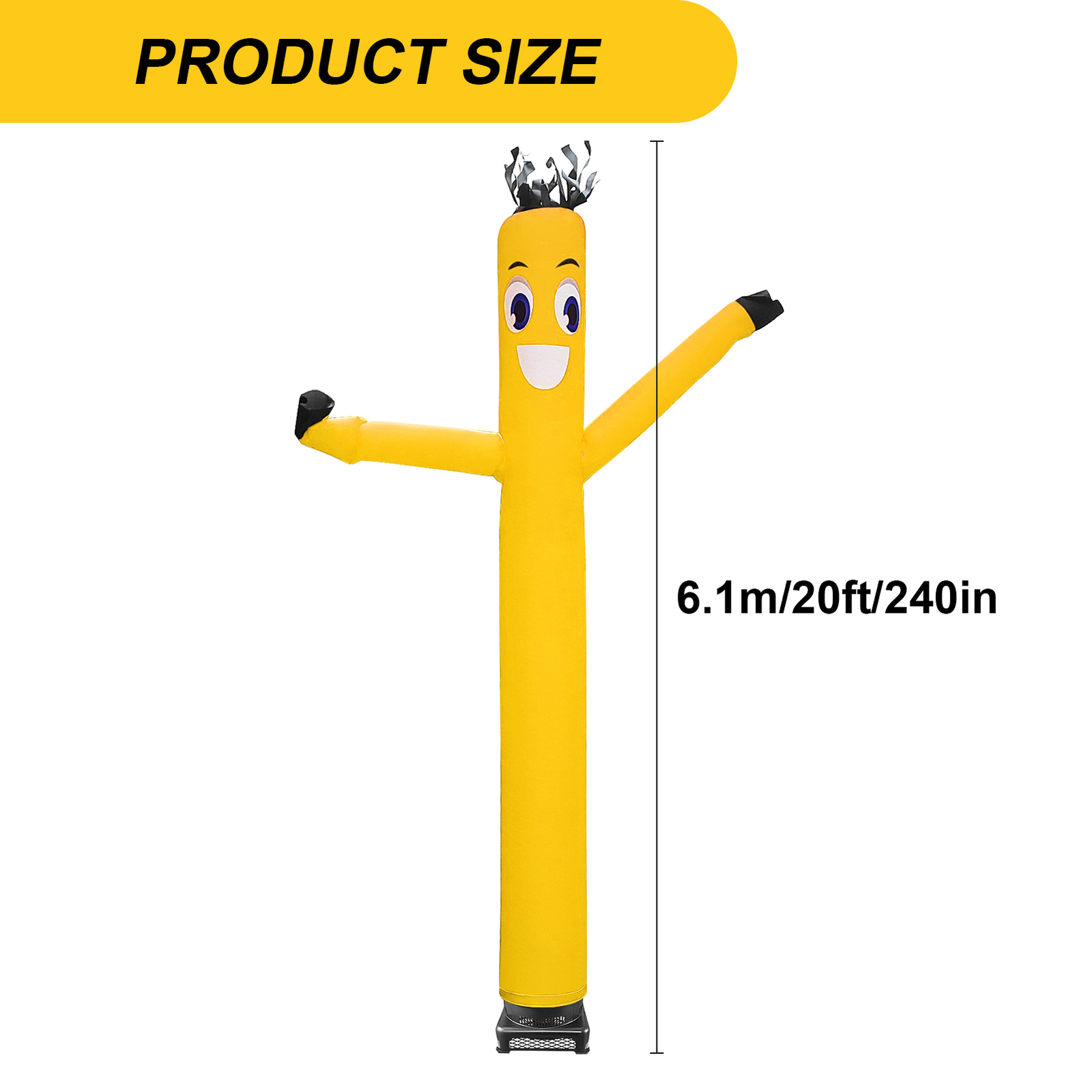 20′ Inflatable Dancer Tube Dancing Guy + Blower Fan – Yellow