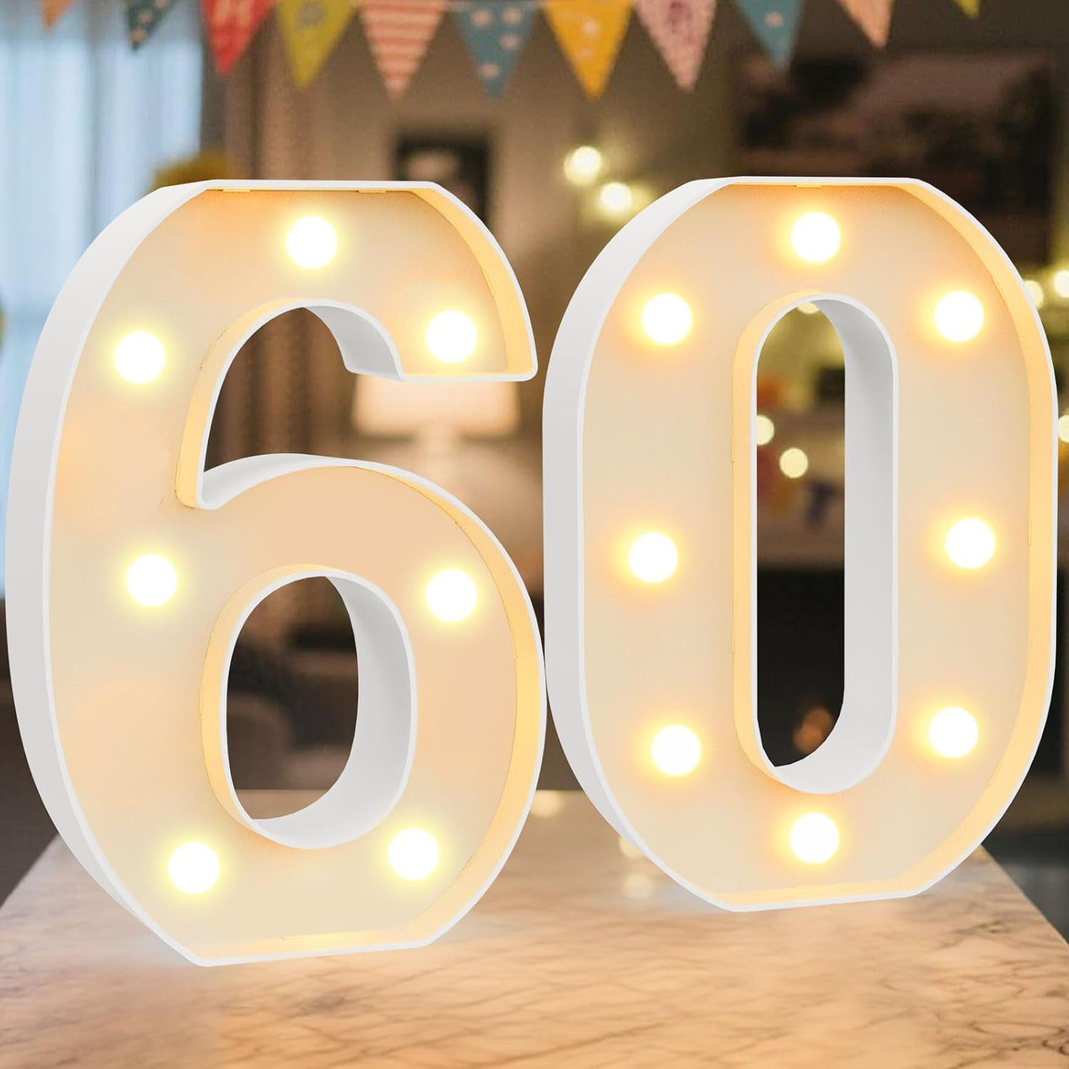 LED Marquee Light up Numbers Sign – Lighted Birthday Numbers Sign for 60Th Birth