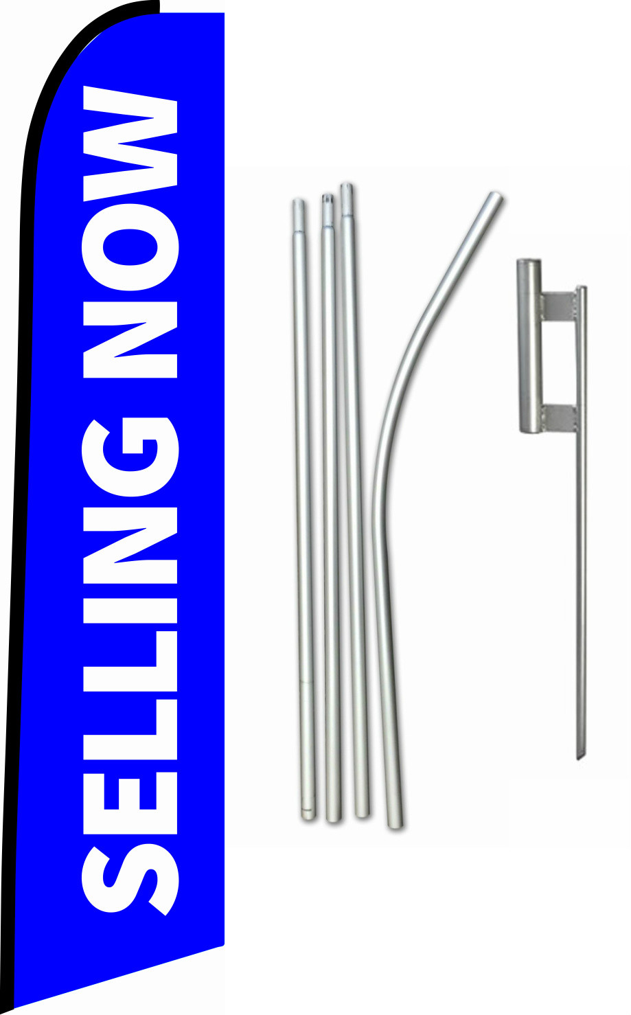 Swooper Feather Tall Flag Kit 15ft Real Estate “Selling Now” with Spike and Pole
