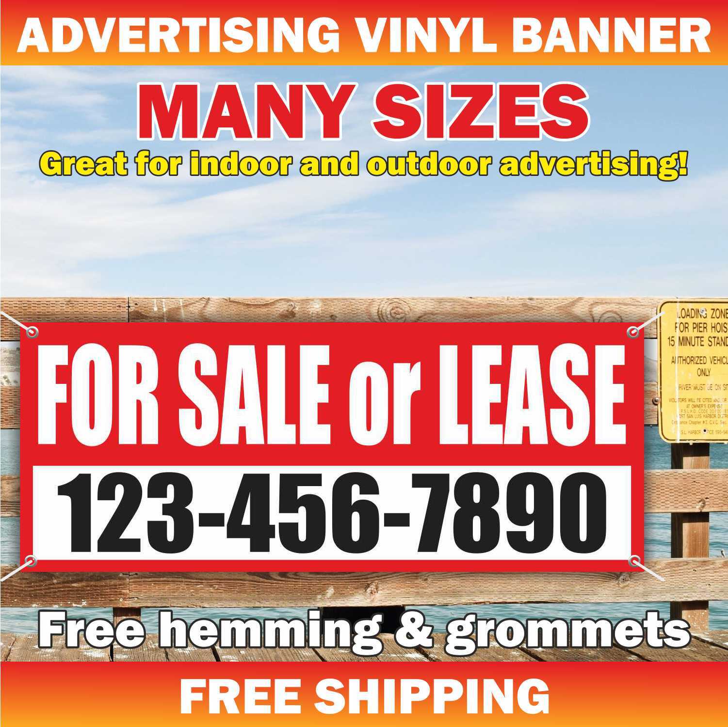 FOR SALE or LEASE Advertising Banner Vinyl Mesh Sign Rental Realtor Space Home