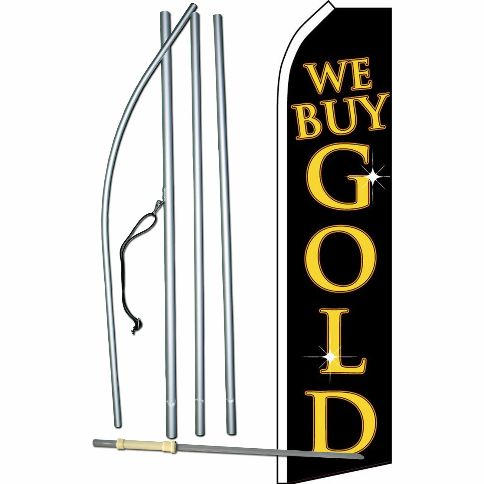 We Buy Gold Flag Flutter Feather Banner Swooper Bundle Kit
