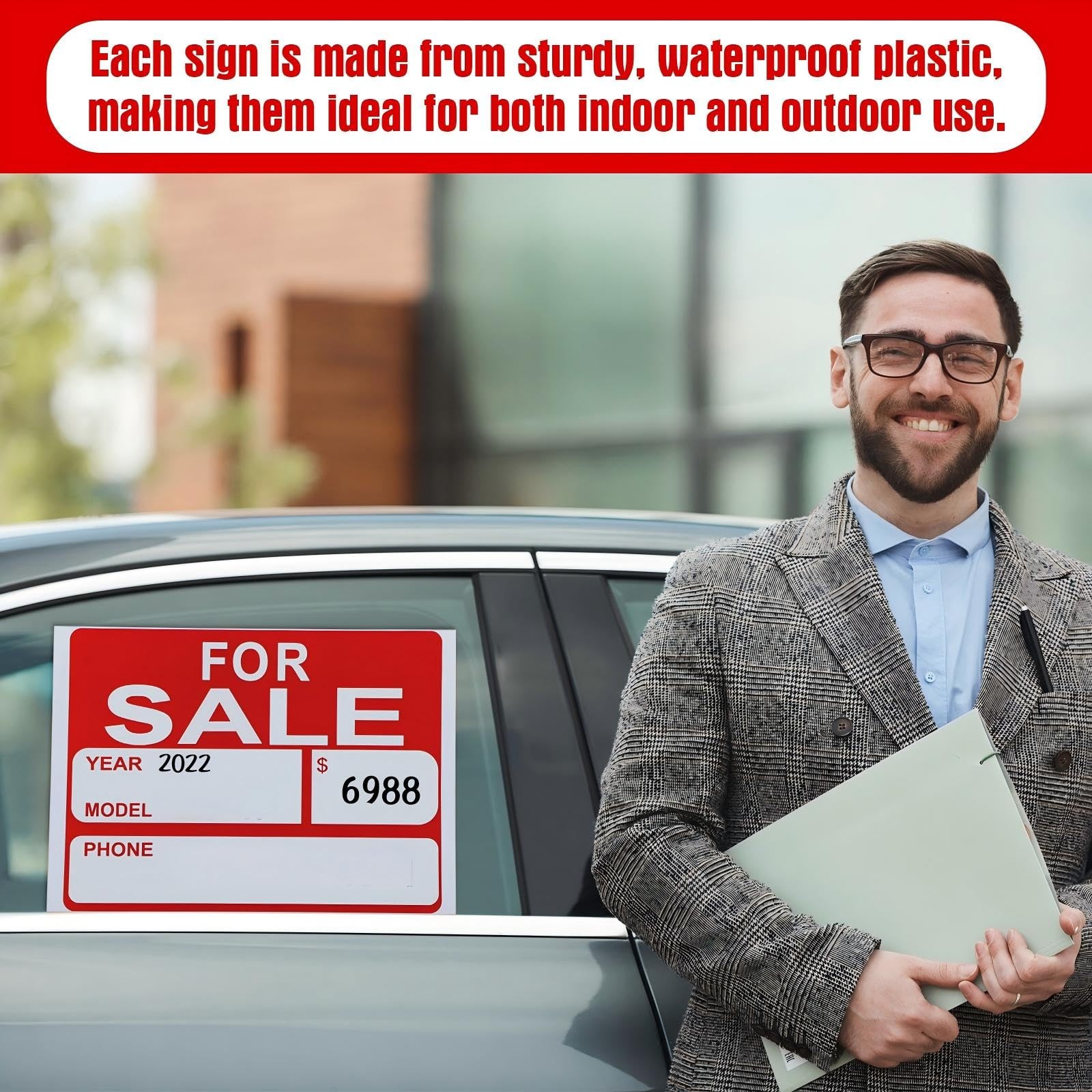 Seajan 25 Pcs for Sale Signs for Car 9 x 12 Inches Auto Sales Signs Vehicle, Hou