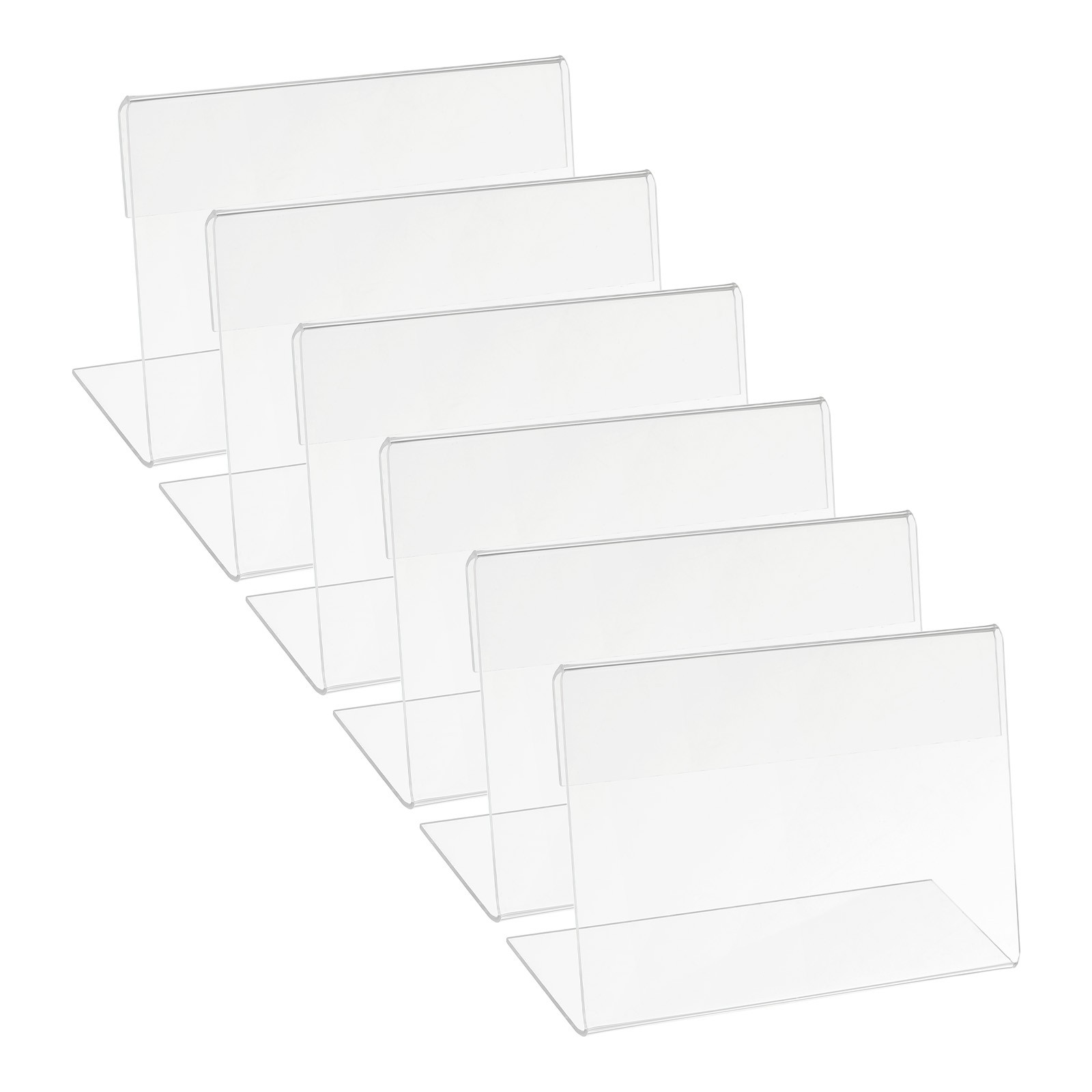 8Pcs 3×4″ Mini Acrylic Slanted Sign Holder with Tape for Office, Clear