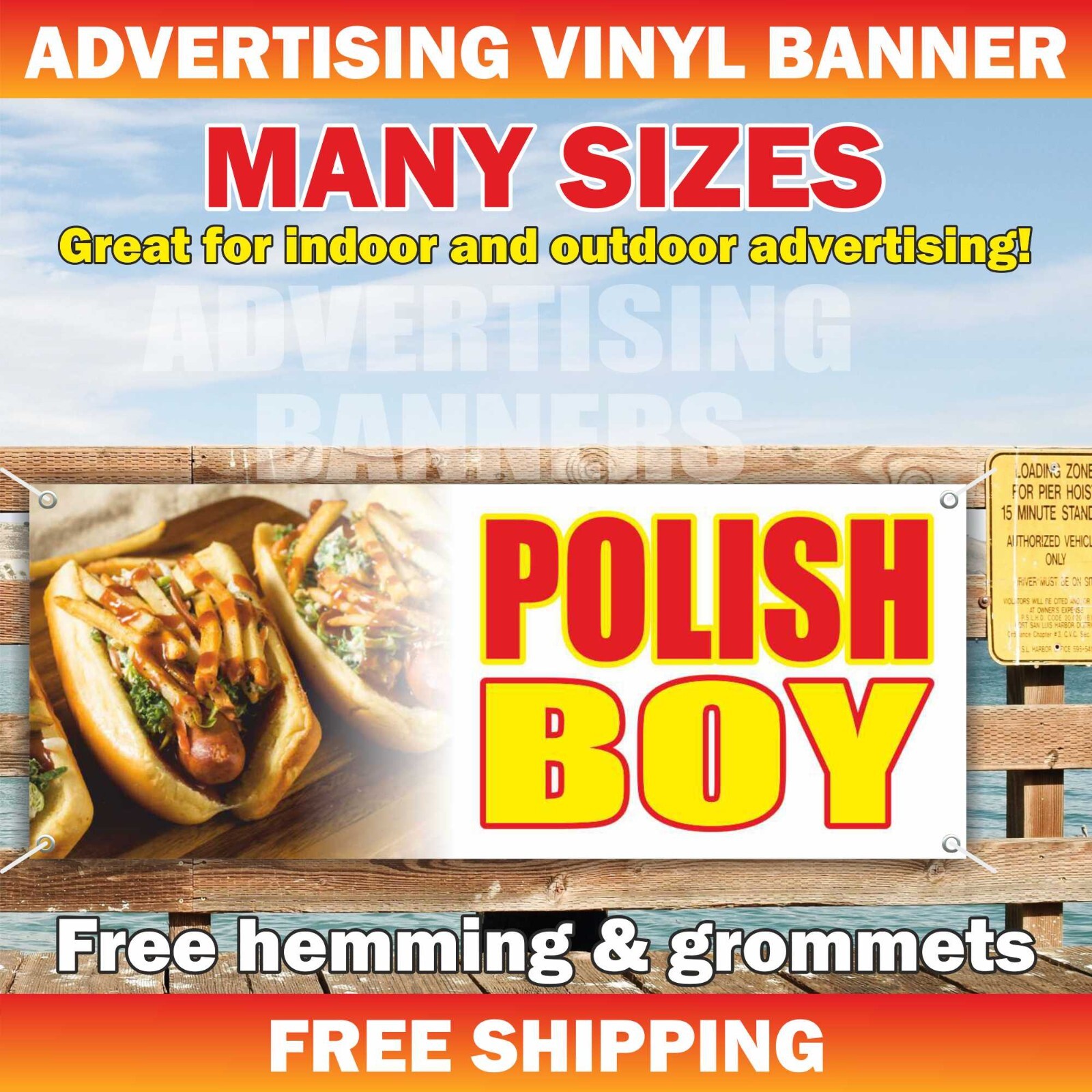 Polish Boy Advertising Banner Vinyl Sign Sausage Sandwiches Cleveland Ohio Food