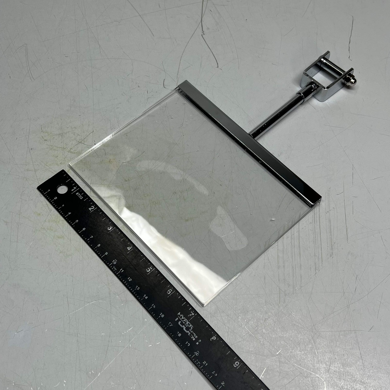 (10 PACK) Acrylic Merchandise Sign Holder W/ Rack Clamp 7″ x 5.5″ Chrome/Clear