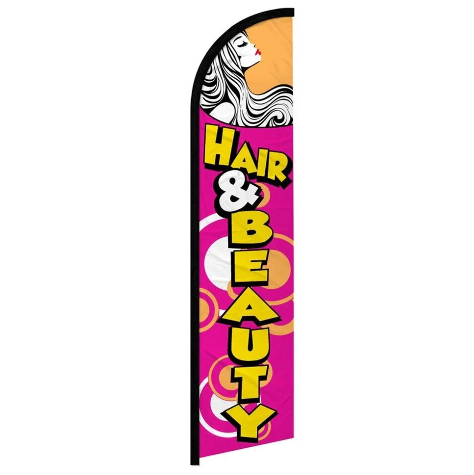 Hair & Beauty Windless Full Sleeve Advertising Hair Beauty Salon Banner Flag