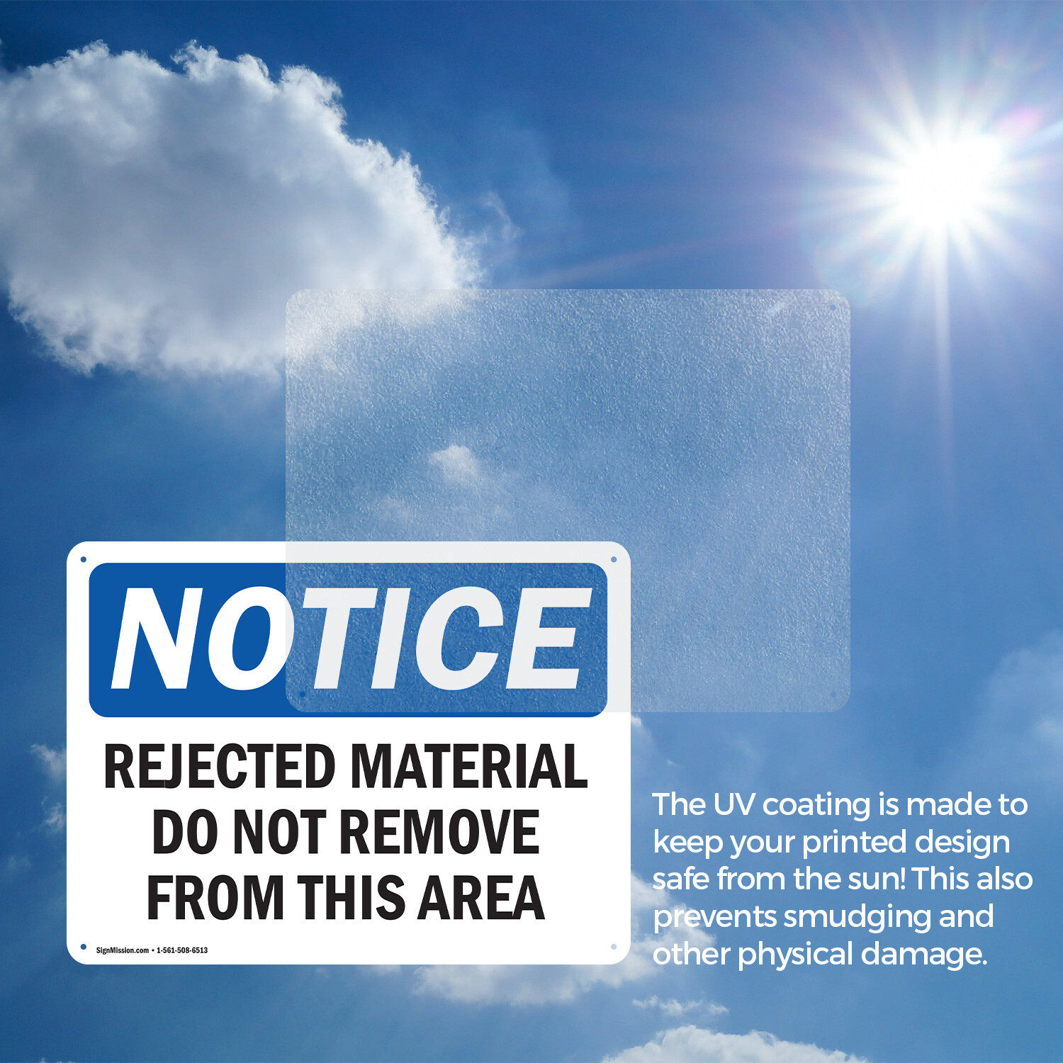 (2 Pack) Rejected Material Do Not Remove From This Area OSHA Notice Sign Decal