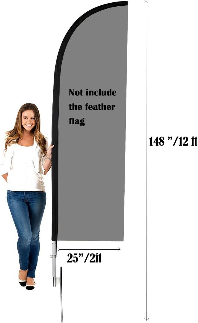 Complete Outdoor Feather Flag Pole Kit – 12 Feet Tall with Travel Bag Included