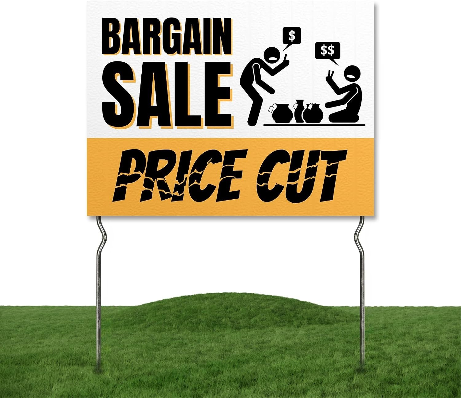 Double Sided Sele Yard Sign with 13″ Metal Stake Outdoor Sale Alert Garden Sign