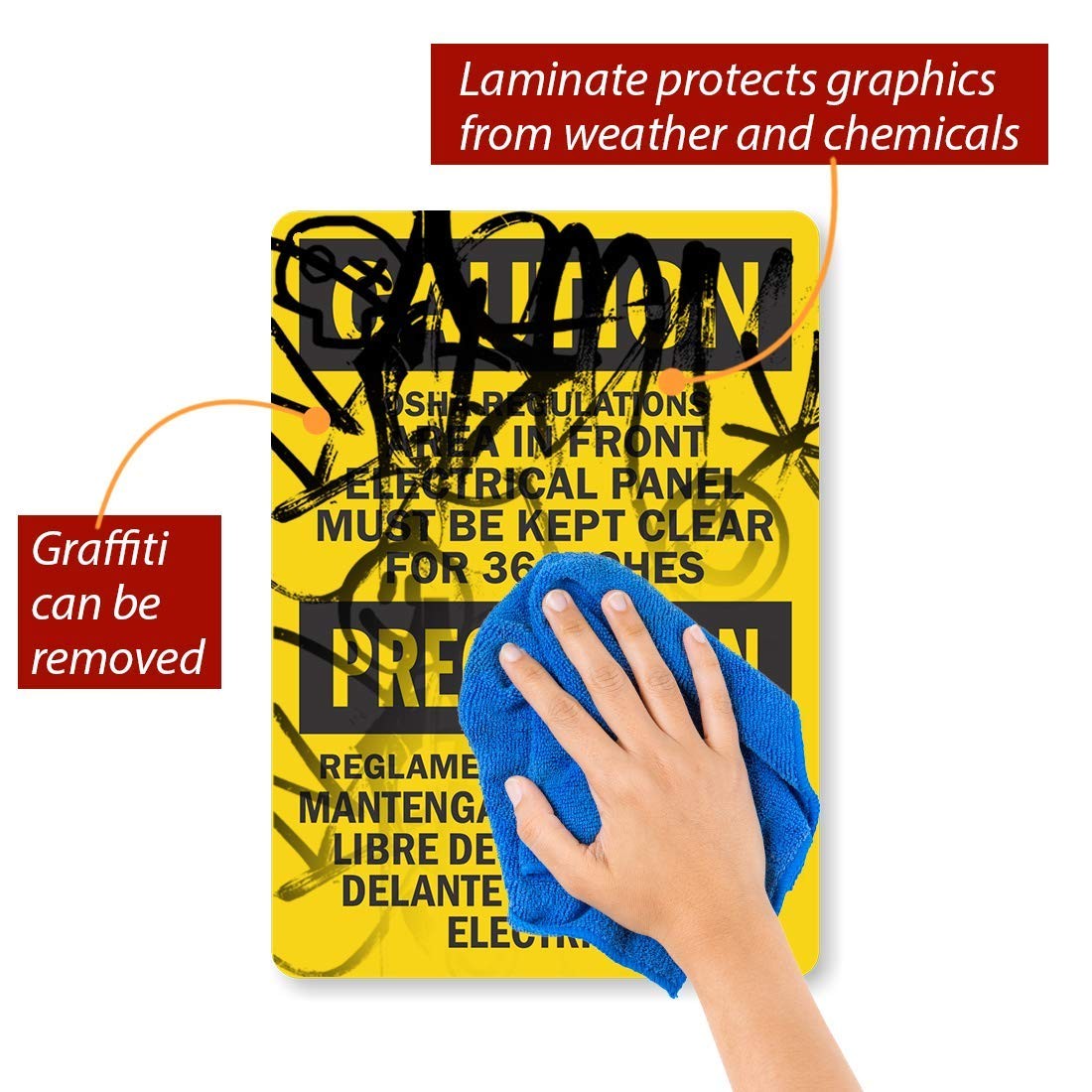 Caution Area In Front Of Electrical Panel Clear 36 In Label 5×7 Vinyl Sign