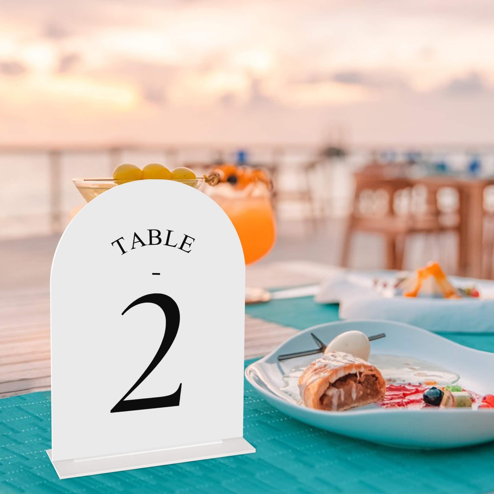 Arch Wedding Table Numbers 1-10 with Stands – Double-Sided Printed 5″ X 7″ Ac…