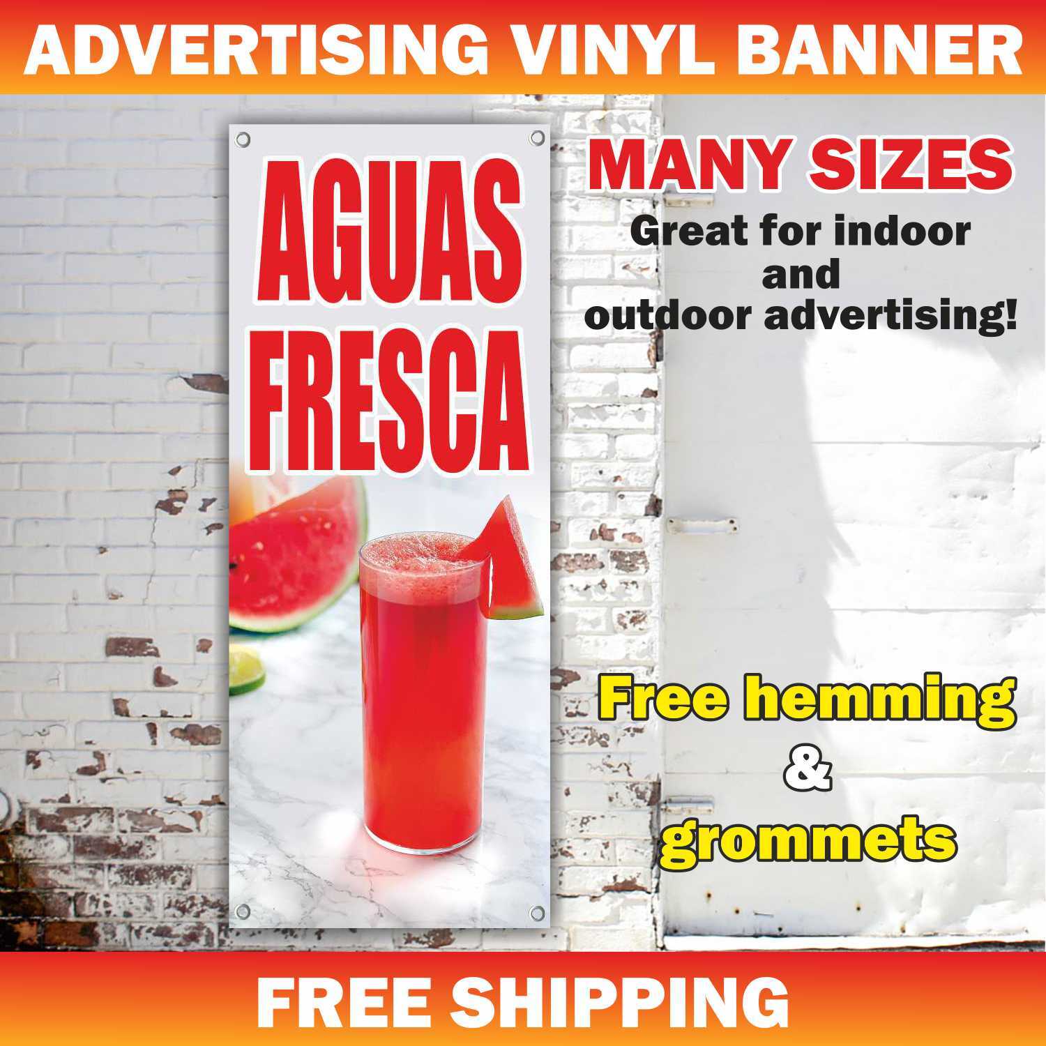 AGUAS FRESCA Advertising Banner Vinyl Mesh Sign fruit drink taco mexican food