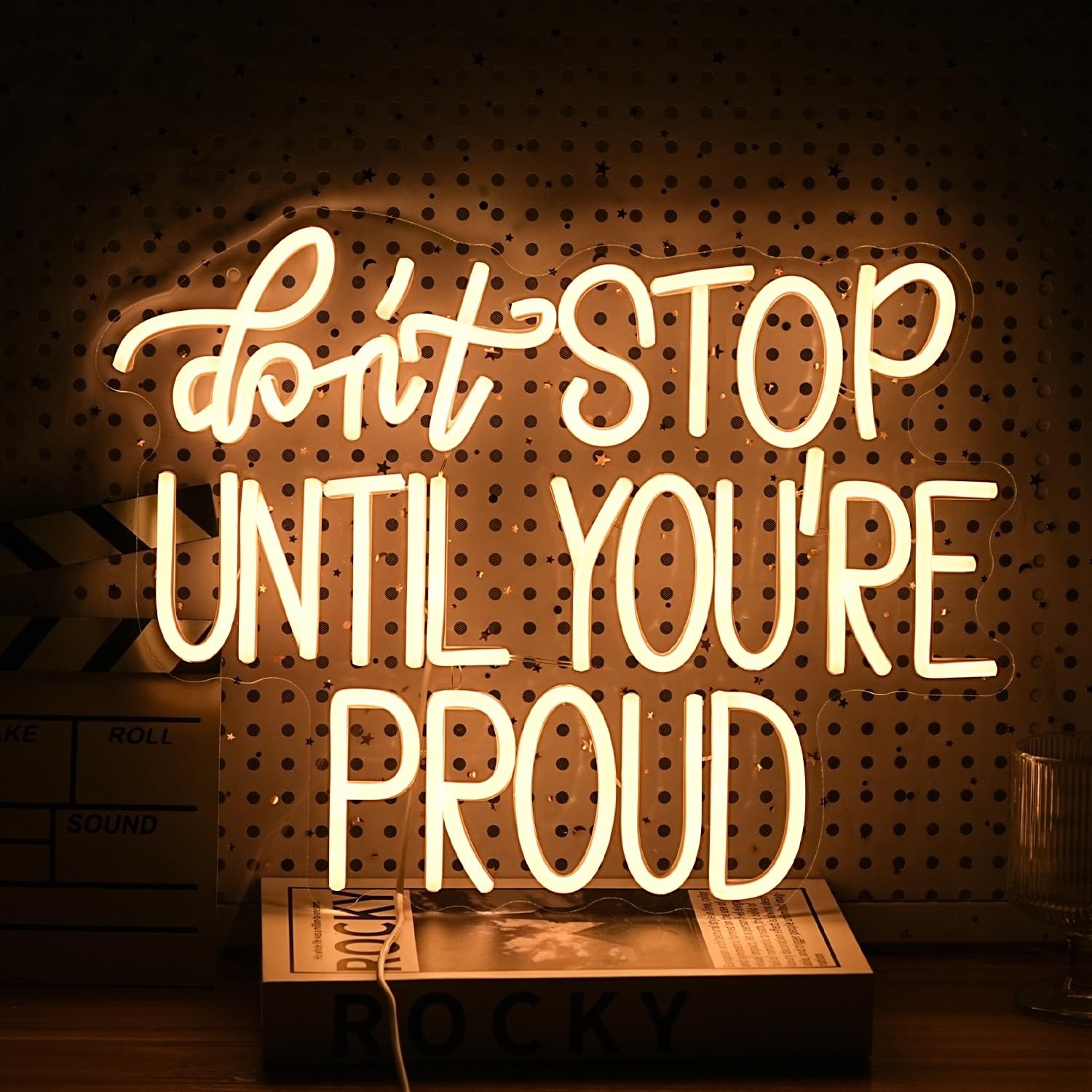 Don’t Stop Until You Are Proud Neon Sign Warm White LED Neon Light Dimmable U…
