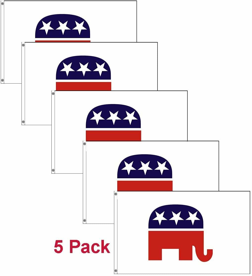 FFN Five Pack of 3×5 Foot Republican Flags, Polyester Flag with Canvas…