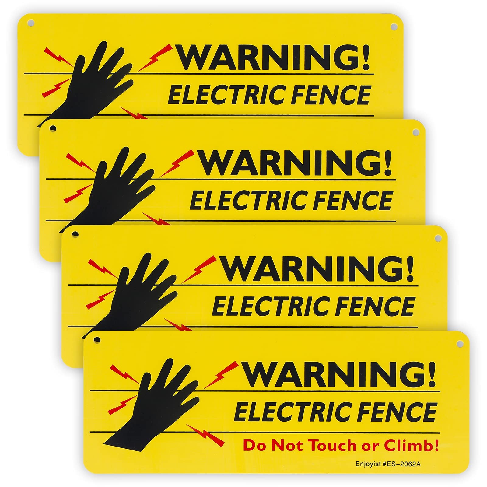 4Pack Warning Electric Fence Safe Sign, 10″x 3.5″ Plastic Sign