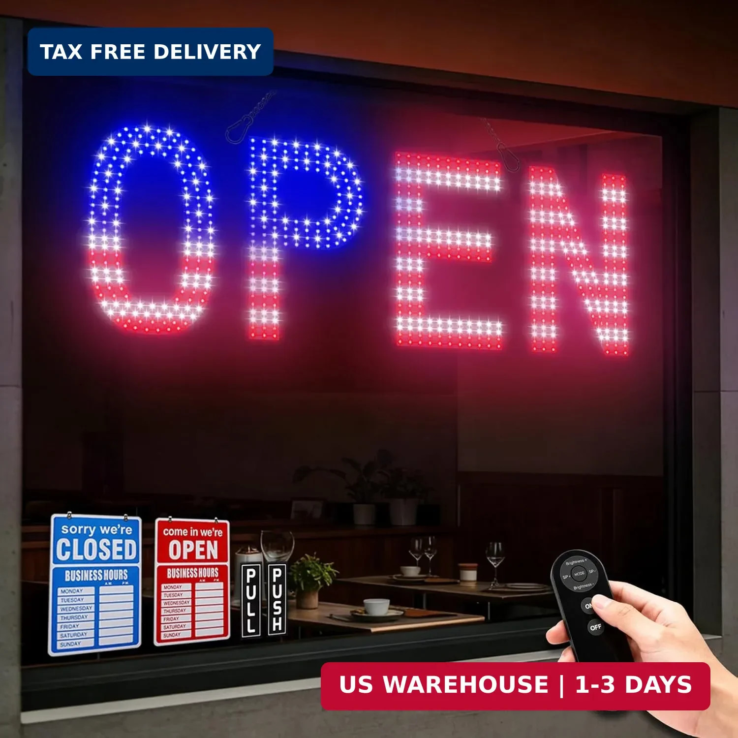 LED Open Signs for Business, exTopGoal 30″x10″ Large Bright Open Sign with Remot