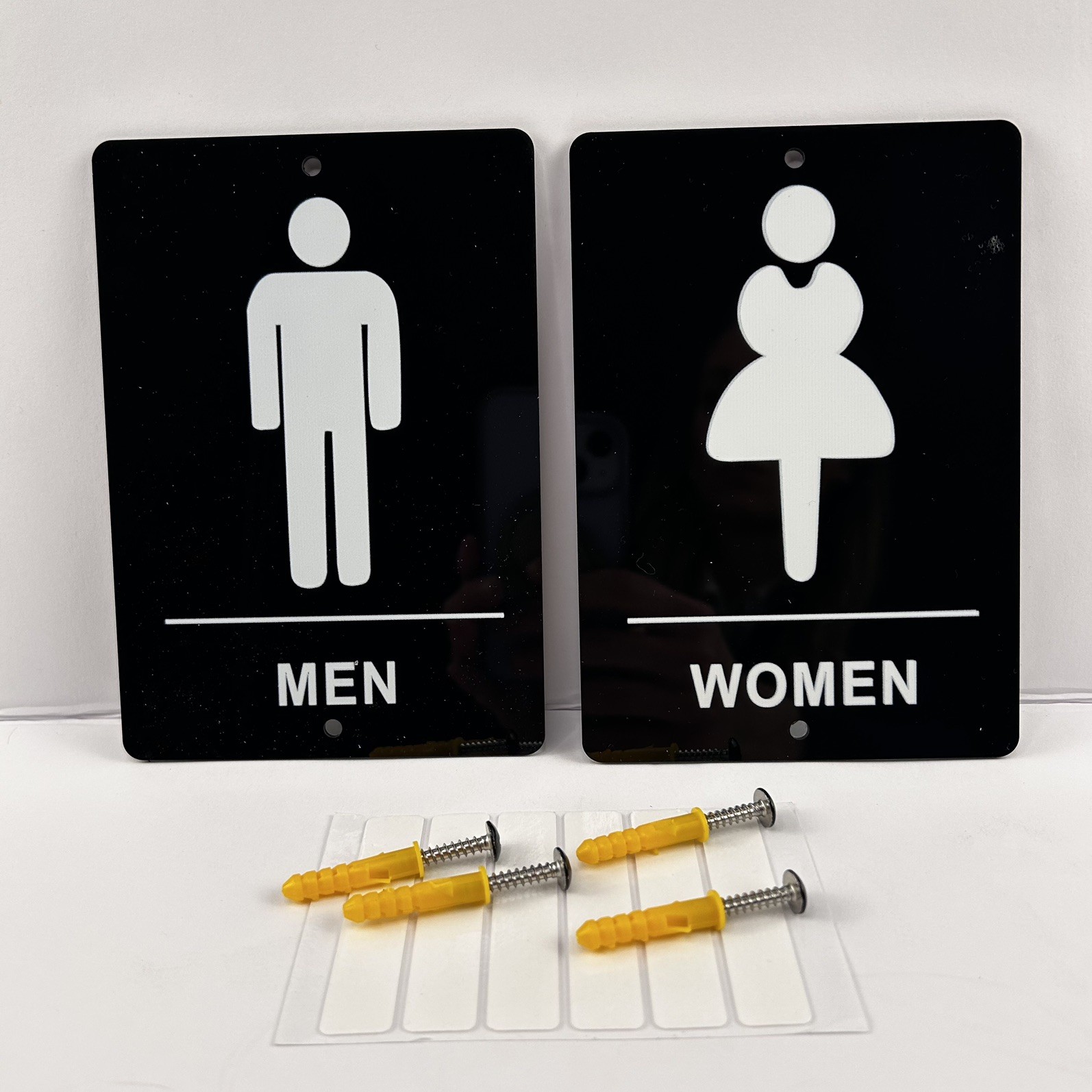 Restroom Bathroom Signs Men Women with Hardware 4×6 NEW