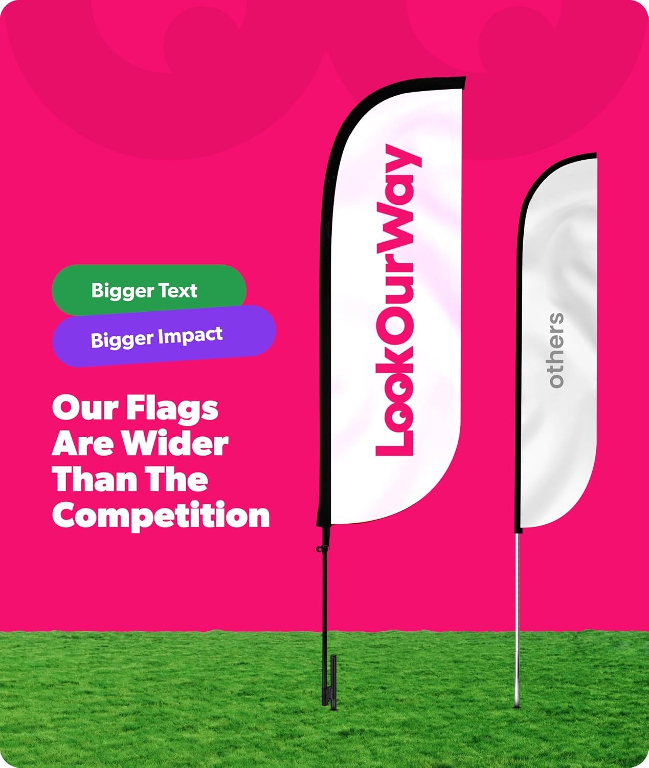 LookOurWay Feather Flag Pole Kit – 7 Feet Tall Advertising Banner with Fiberglas