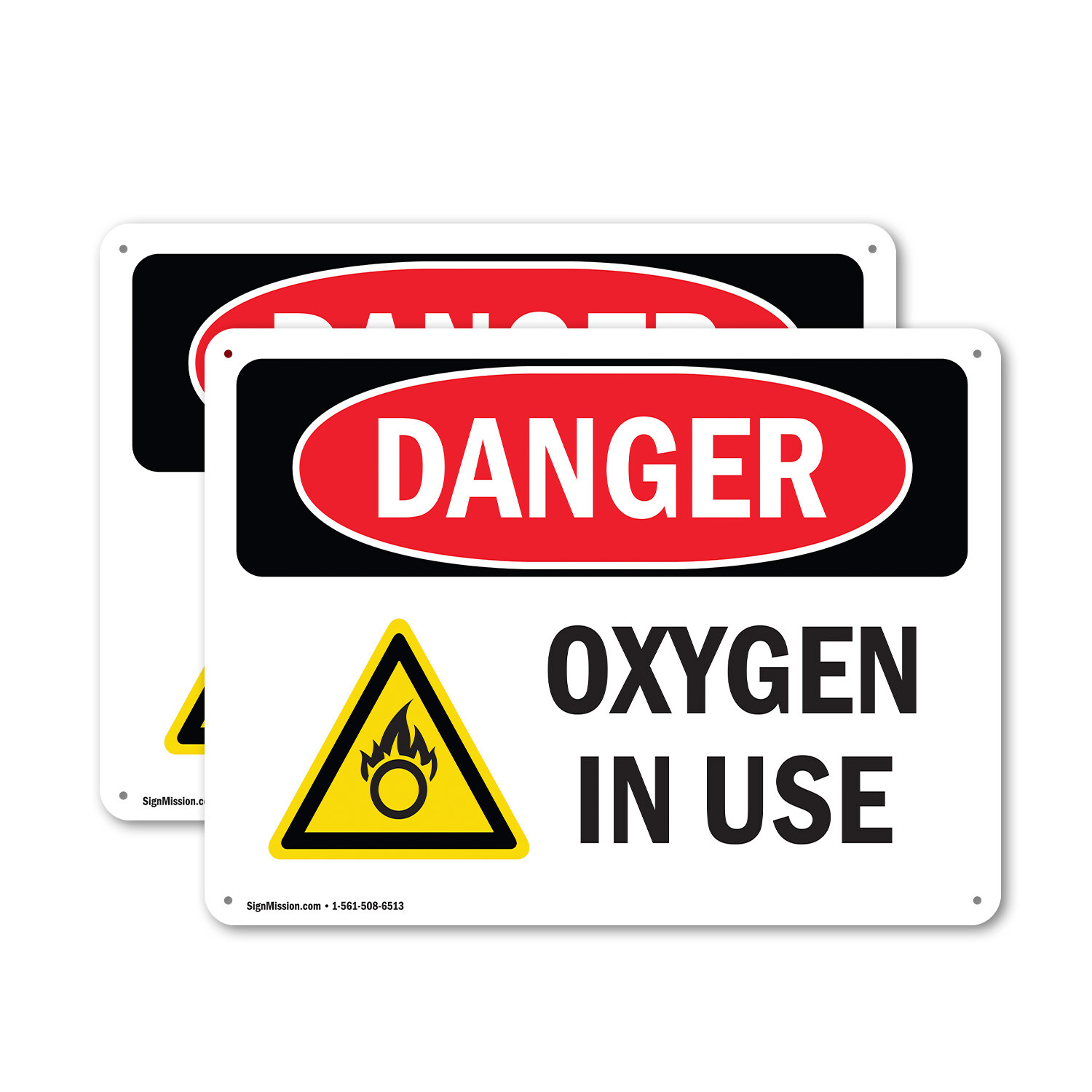 (2 Pack) Oxygen In Use OSHA Danger Sign Decal Metal Plastic