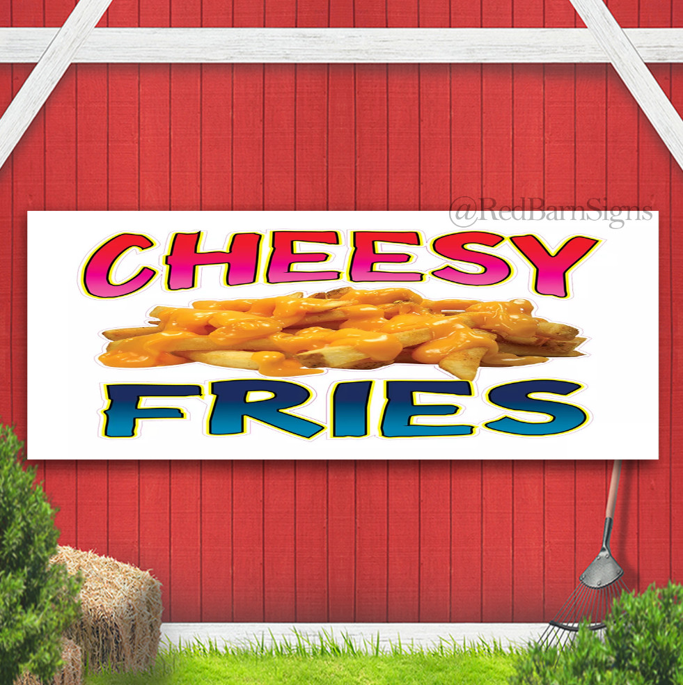 Food Truck Cheese Fries Restaurant & Food Concession Sign Red Banner Sign