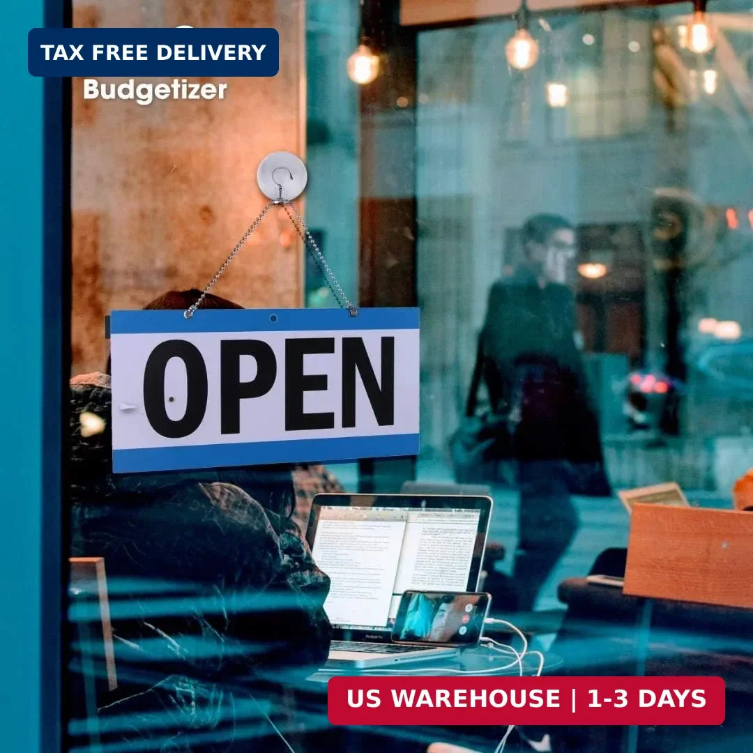 Open Signs for Business, Bundle of Office Hours Sign Will Return Clock with Suct
