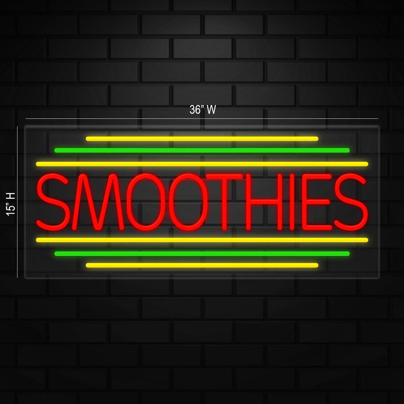 Smoothies Sign for Business Displays | LED Flex Neon | 36″W x 15″H x 1″D