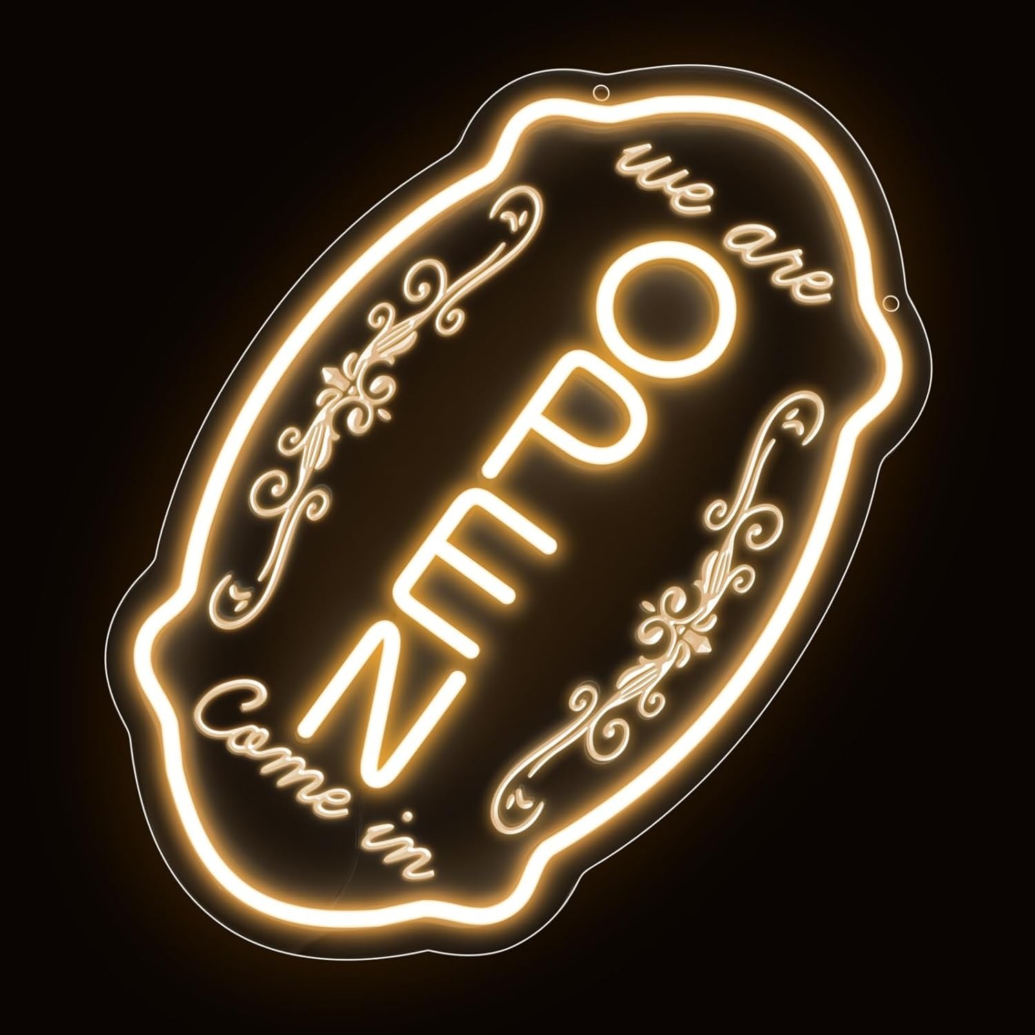 LED Neon Open Sign for Business, 16.5×10” Come in We’re Open Sign, Warm White