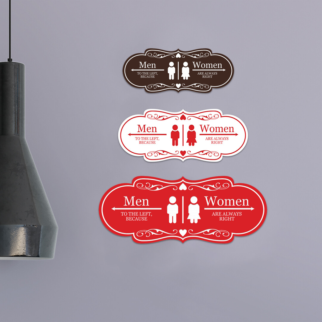 Designer Men to the Left, Because Women are Always Right, Restroom Sign