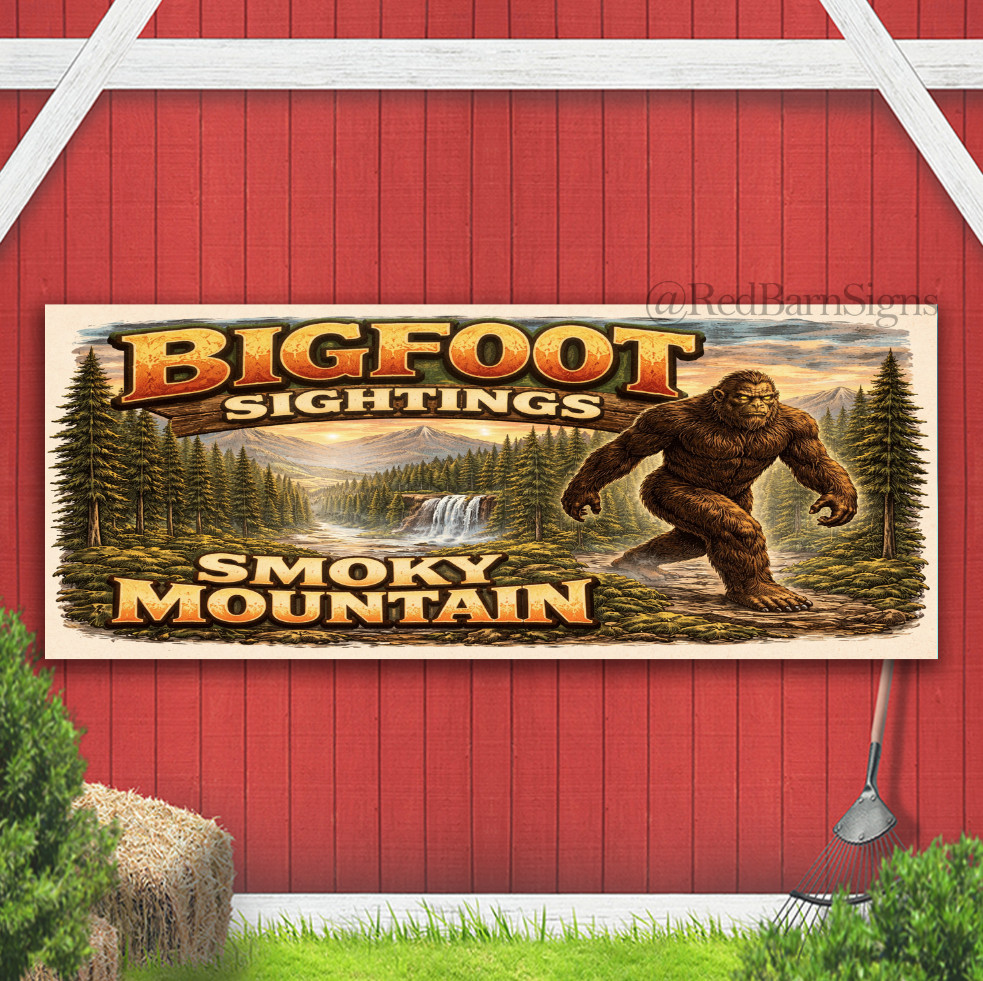 Bigfoot Sightings Smoky Mountain Indoor Outdoor Banner Sign with grommets