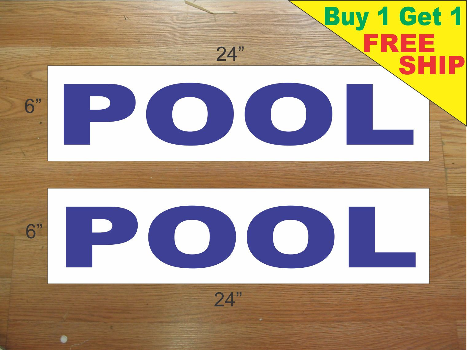 POOL BLUE 6″x24″ REAL ESTATE RIDER SIGNS Buy 1 Get 1 FREE 2 Sided