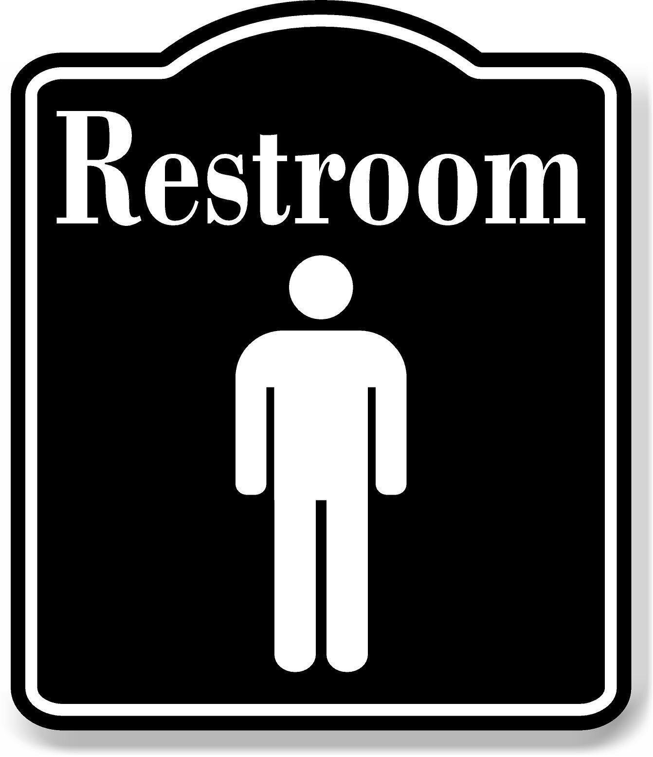 Restroom Men Picture BLACK Aluminum Composite Sign