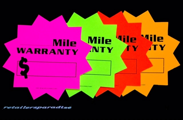 NEW!!! 100 MODERN CAR DEALER SIGNS ⭐MILE WARRANTY⭐ BURST WINDSHIELD SLOGAN TAGS