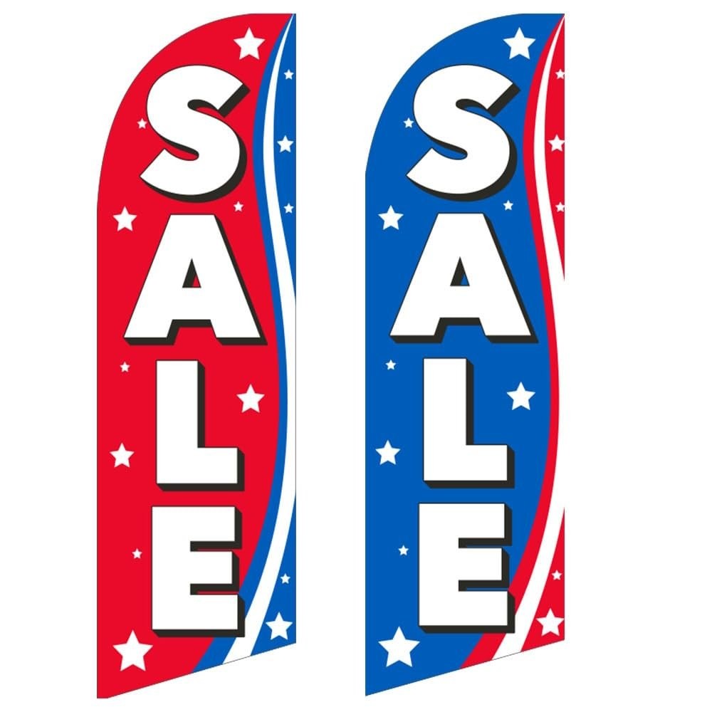 2 FFN – 6ft Patriotic Swooper Feather Flags (Red & Blue) – Outdoor…
