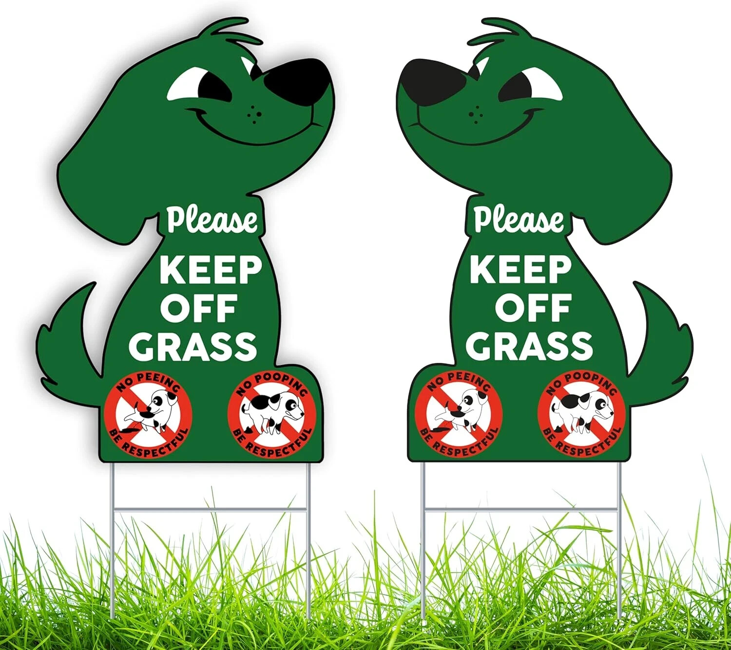 2 PC Keep off Grass Sign – 8X12 Double Sided Coroplast No Peeing Dog Signs for Y