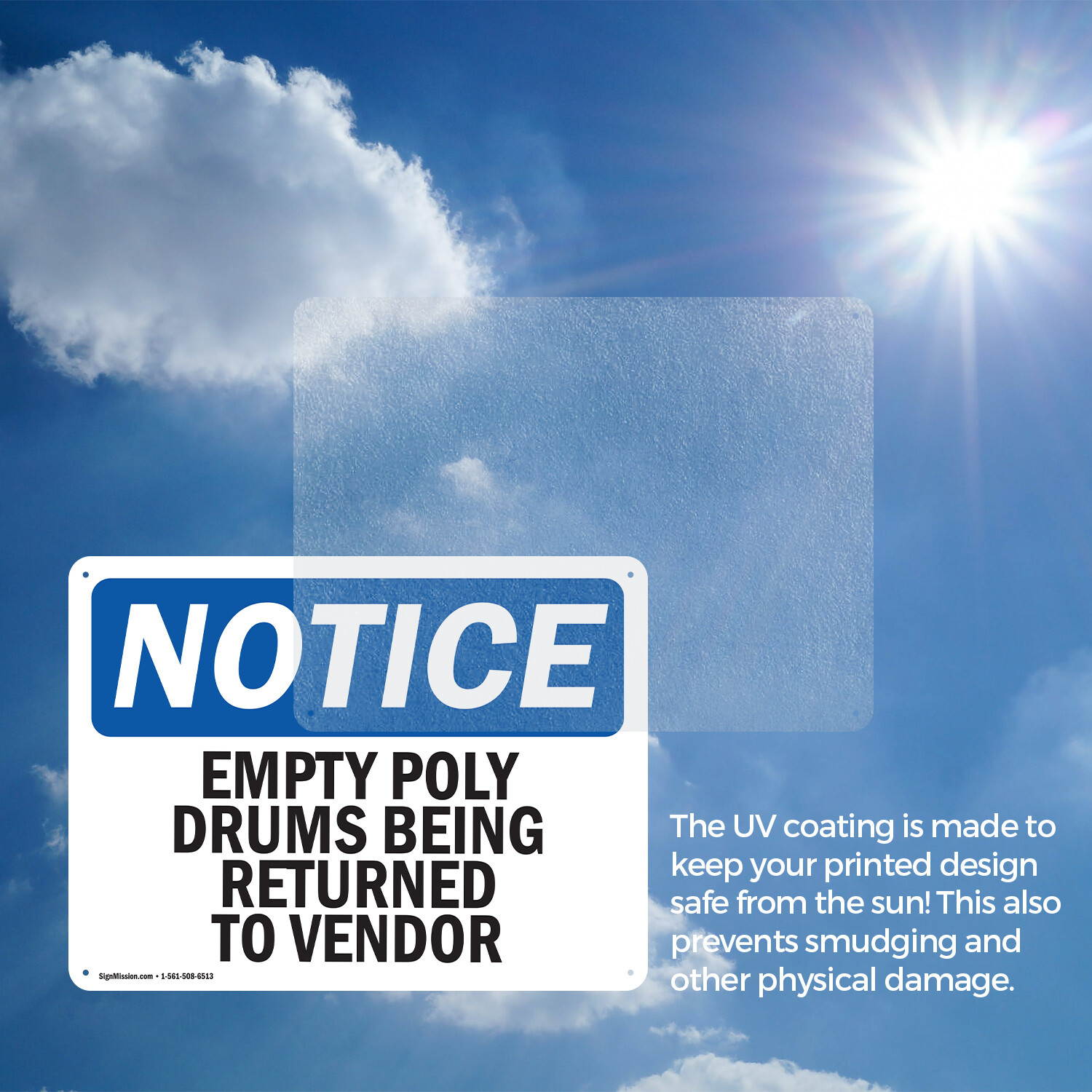 (2 Pack) Empty Poly Drums Being Returned To Vendor OSHA Notice Sign Decal Metal