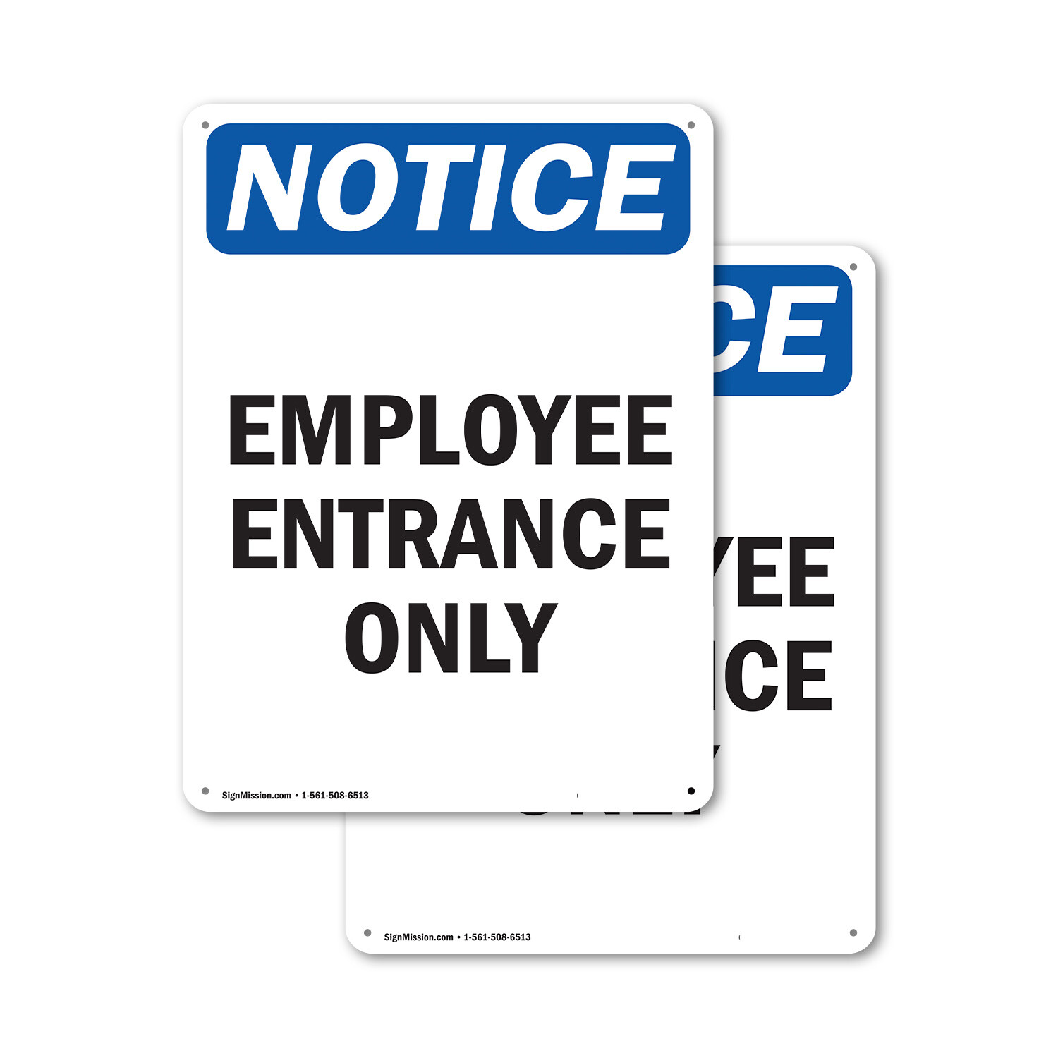 (2 Pack) Employee Entrance Only OSHA Notice Sign Decal Metal Plastic