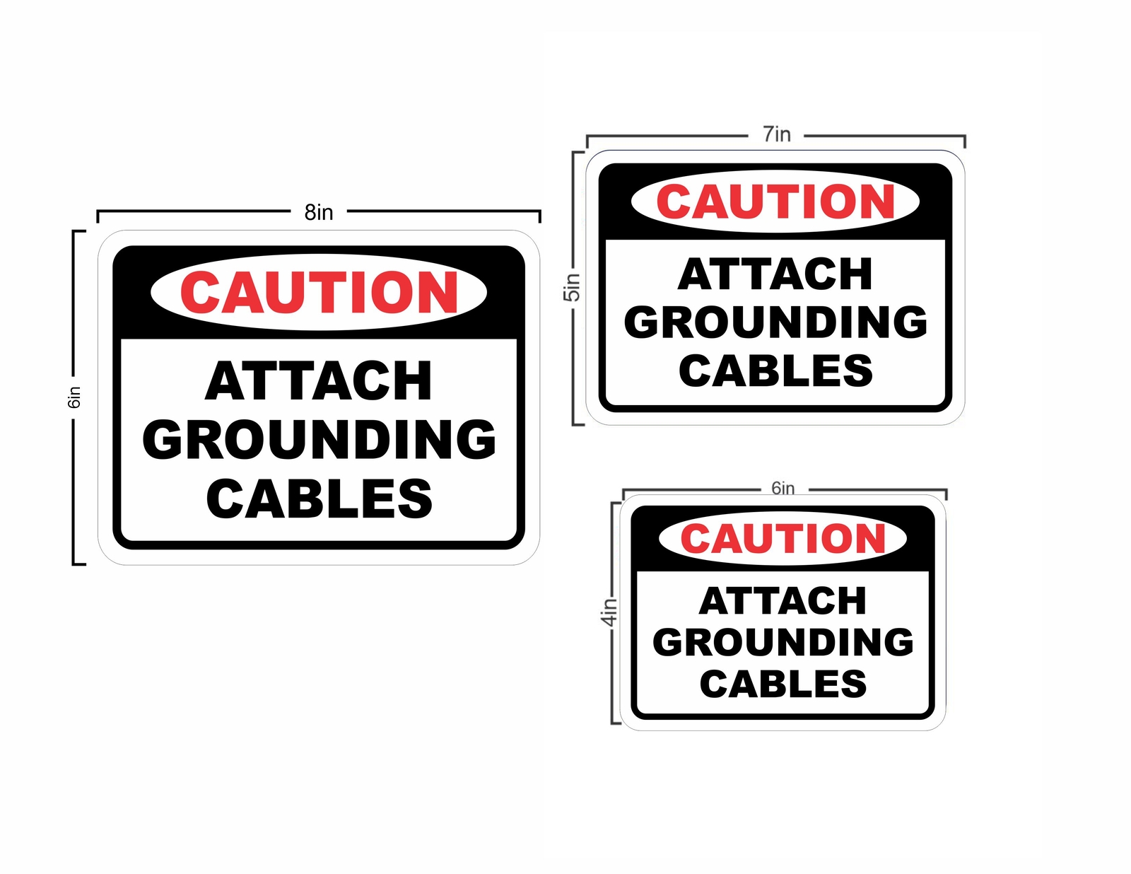 Classic Framed Plus Caution Attach Grounding Cables Door or Wall Sign